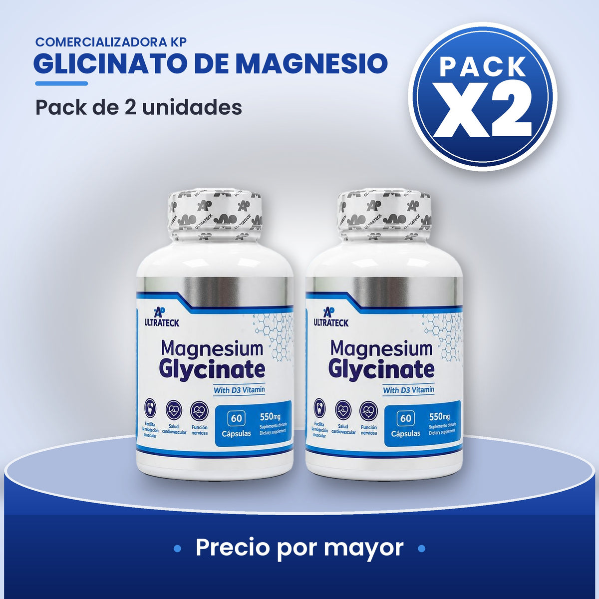 Glicinato de Magnesio Por Mayor pack X2