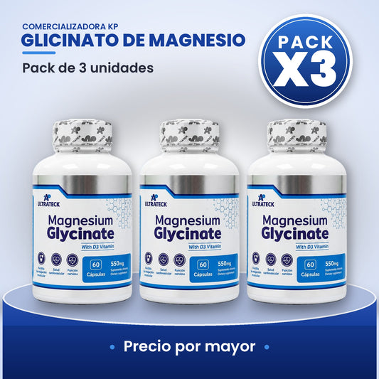Glicinato de Magnesio Por Mayor pack X3