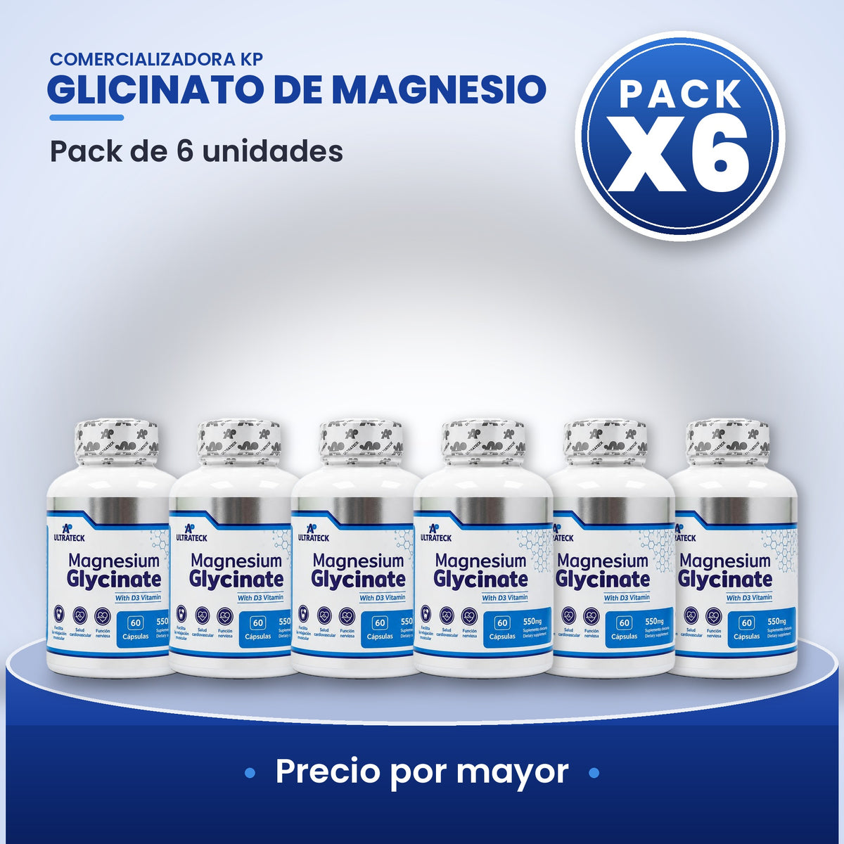Glicinato de Magnesio Por Mayor pack X6